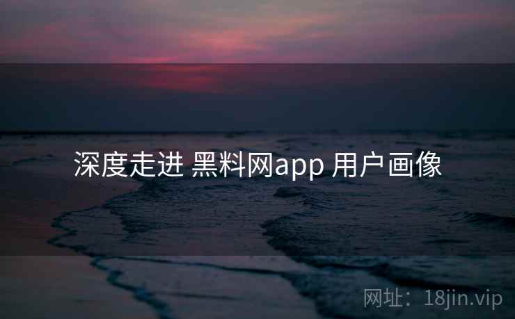 深度走进 黑料网app 用户画像